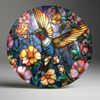 Temperli Cam Duvar Tablo Renkli Arıkuşu  70x70 cm Vitray Desenli