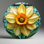 Temperli Cam Duvar Tablo Nilüfer Çiçeği   70x70 cm Vitray Desenl