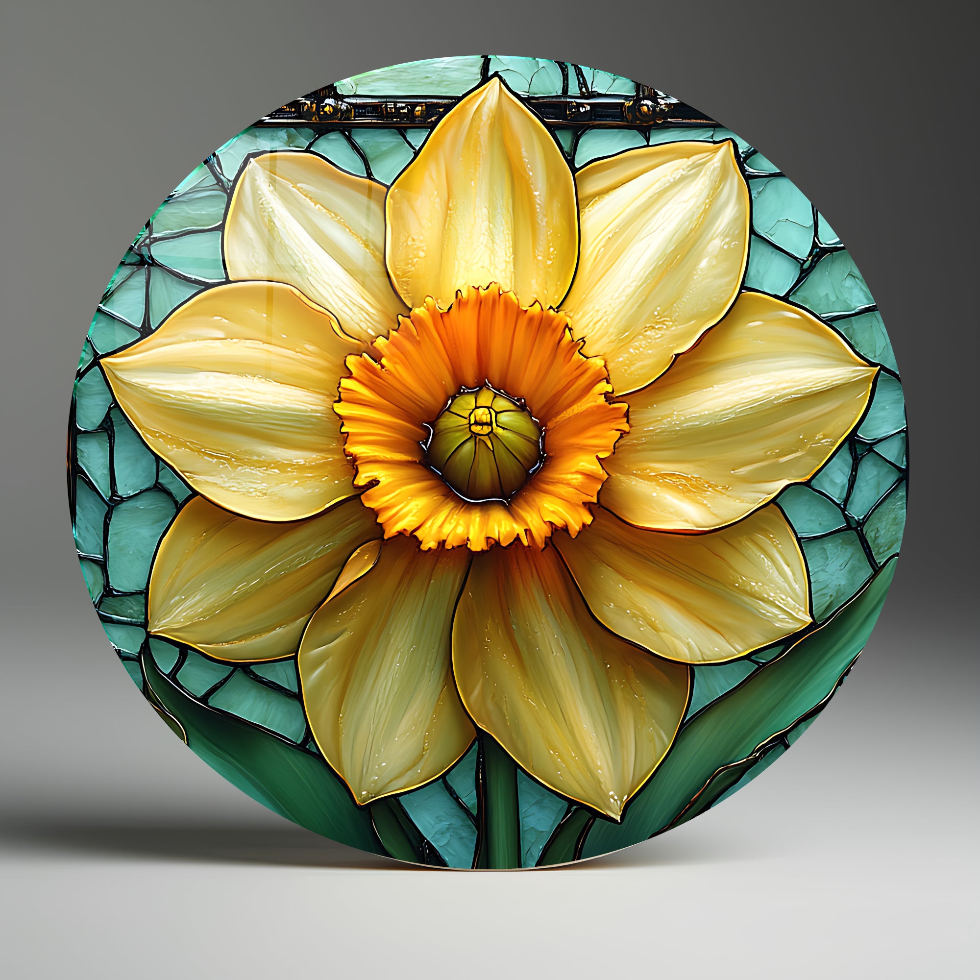 Temperli Cam Duvar Tablo Nilüfer Çiçeği   70x70 cm Vitray Desenl