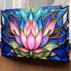 Nilüfer Çiçeği  Temalı Vitray Görünümlü Temperli Cam Tablo – Renkli Doğa Duvar Dekoru
