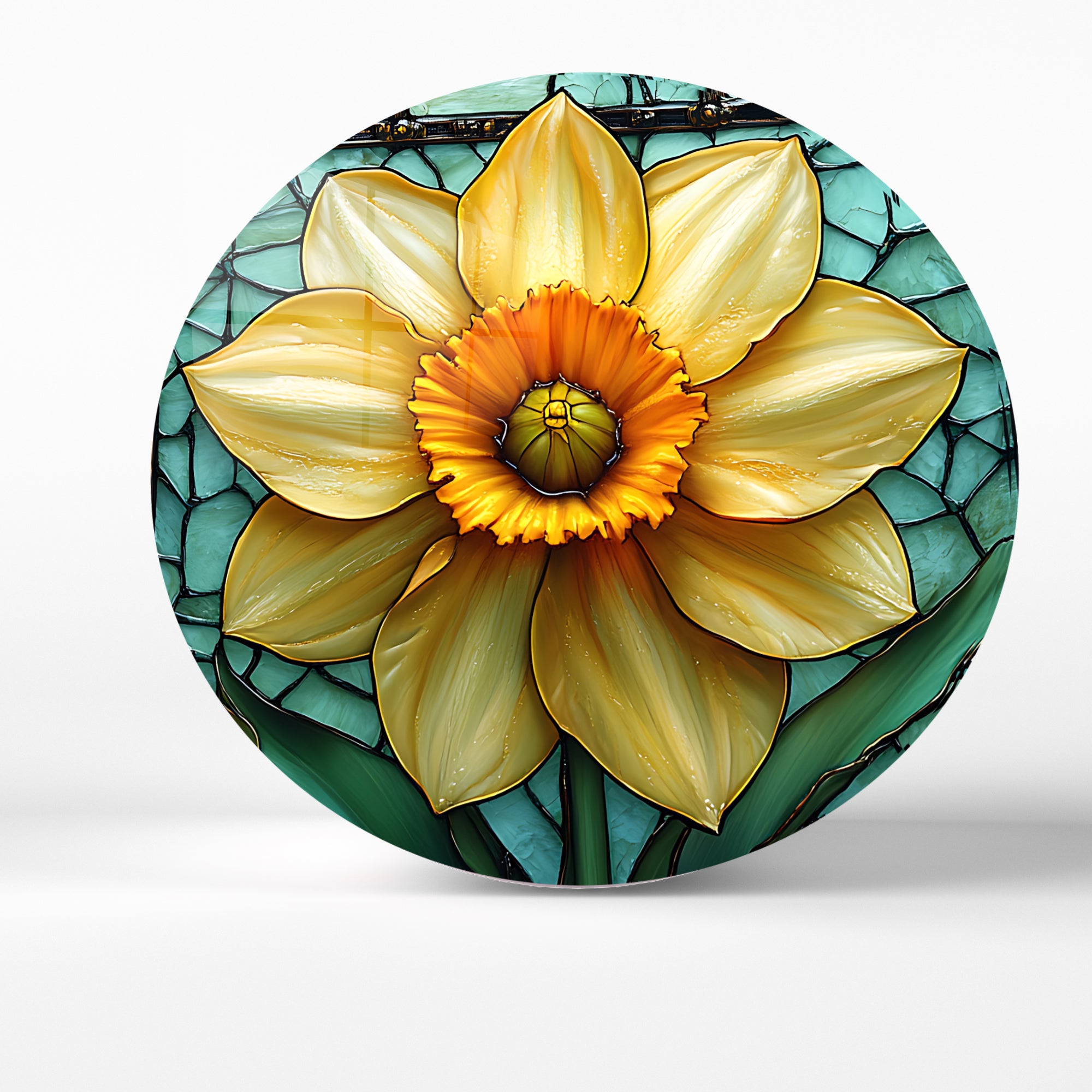 Temperli Cam Duvar Tablo Nilüfer Çiçeği   70x70 cm Vitray Desenl