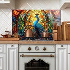 Renkli Ocak Arkası Temperli Cam Panel – Modern Mutfak Backsplash Dekoru