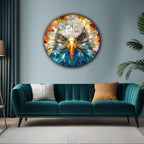 Temperli Cam Duvar Tablo Kartal  70x70 cm Vitray Desen