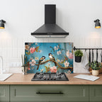 Renkli Ocak Arkası Temperli Cam Panel – Modern Mutfak Backsplash Dekoru