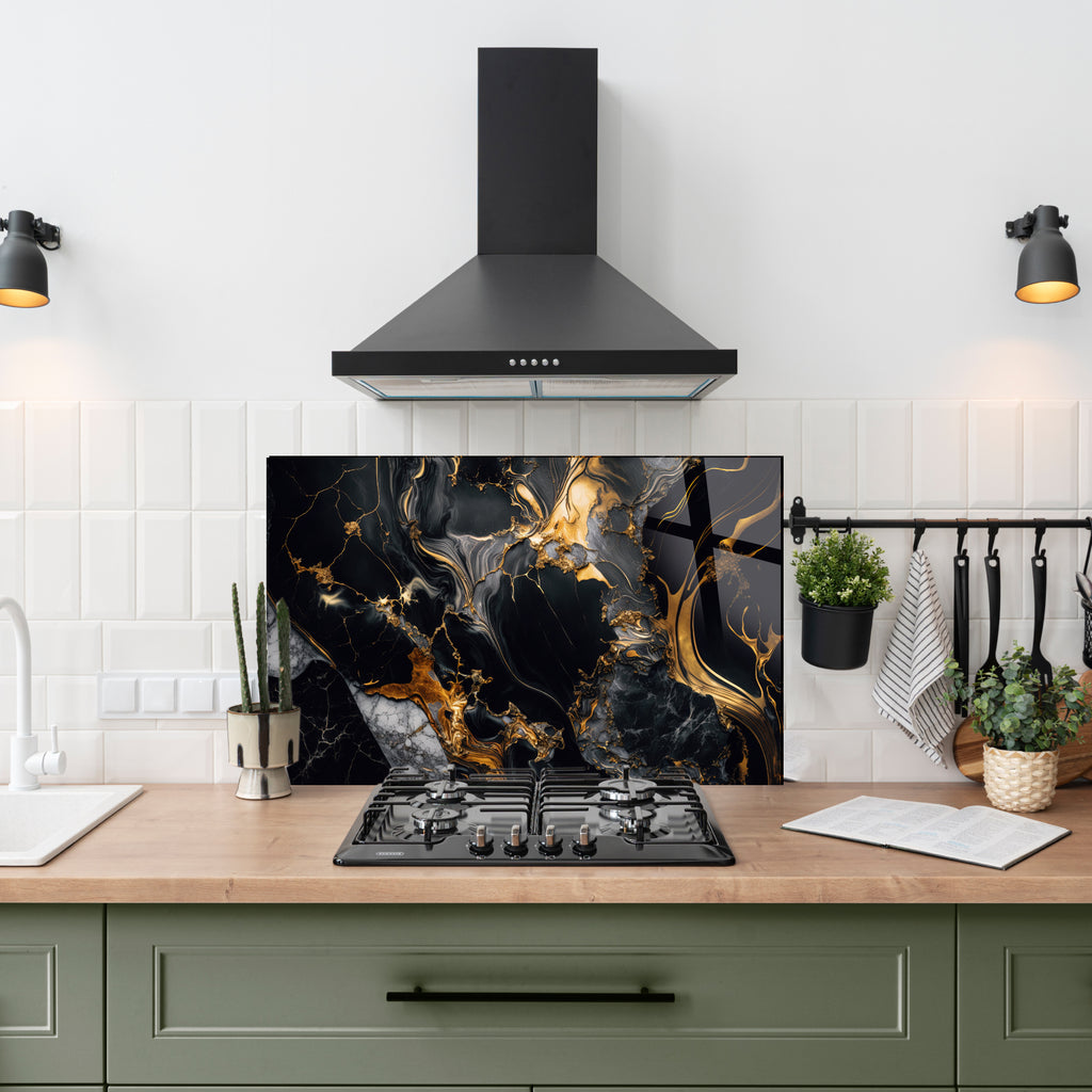 Renkli Ocak Arkası Temperli Cam Panel – Modern Mutfak Backsplash Dekoru