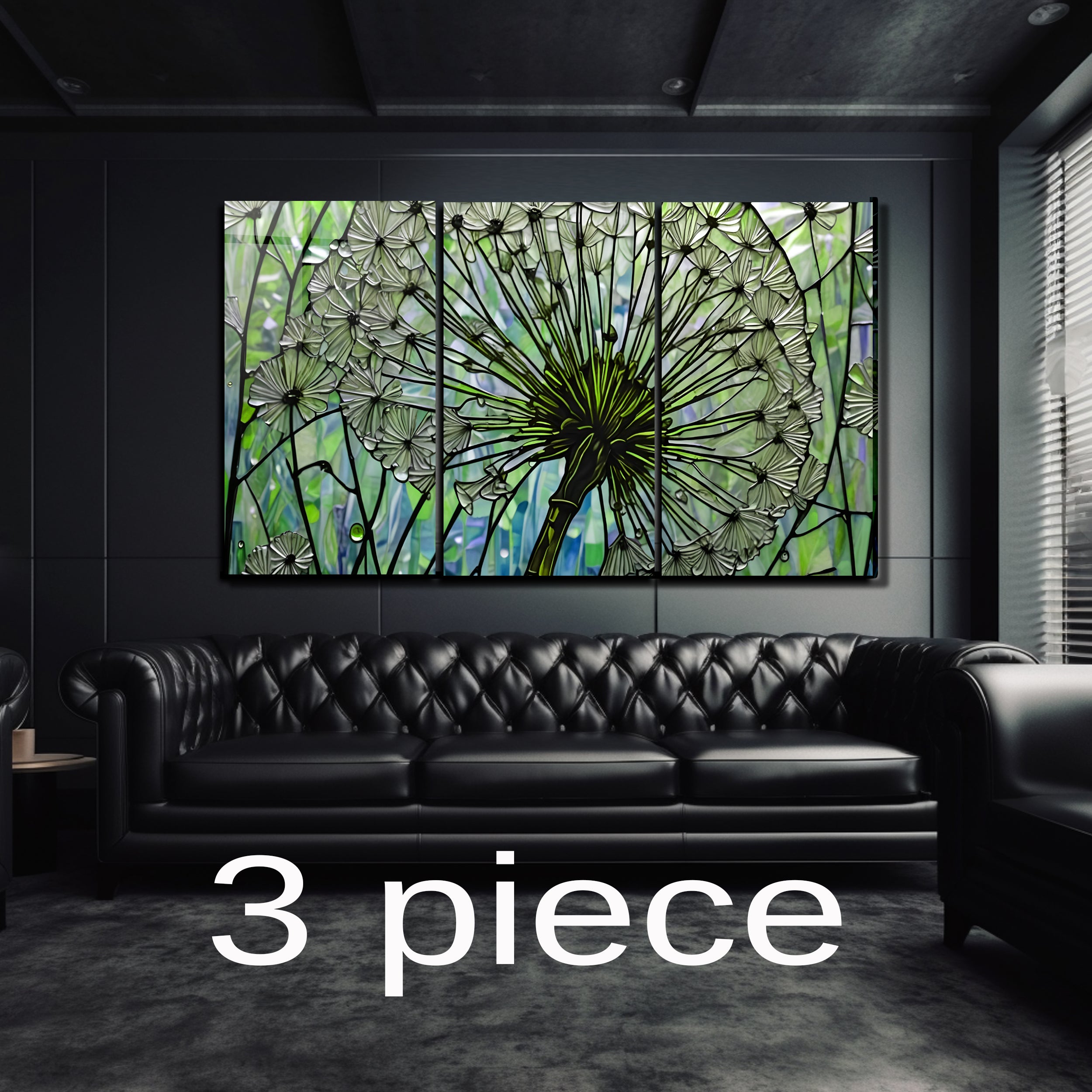 Kara Hindibağ Temalı Vitray Görünümlü Temperli Cam Tablo – Renkli Doğa Duvar Dekoru
