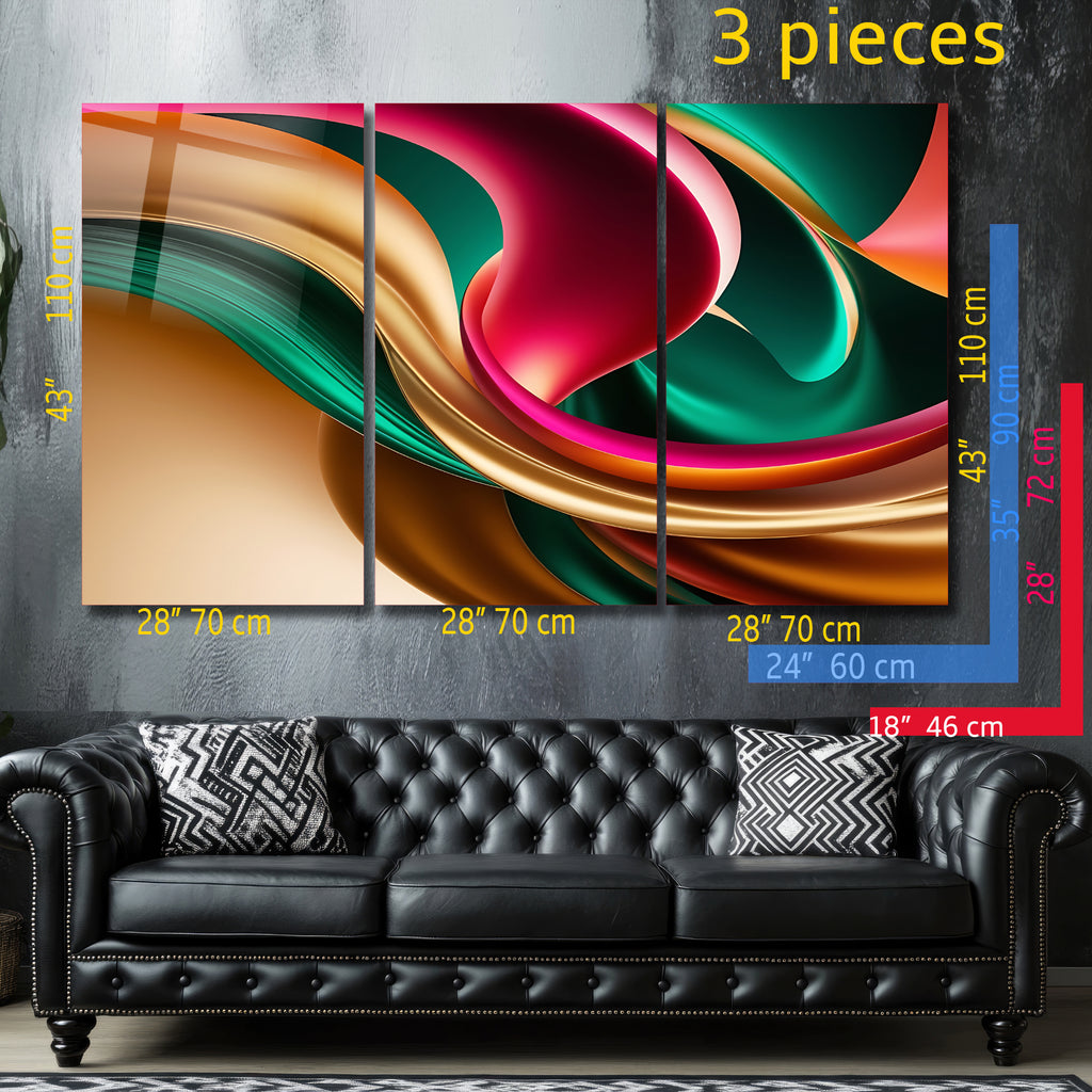 Renkli  Soyut Temperlenmiş Cam Tablo, Modern 3D Duvar Dekoru, Şık ve Lüks Cam Sanat Eseri