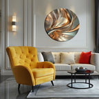 Temperli Cam Duvar Tablo Bronz Soyut  70x70 cm