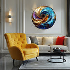 Temperli Cam Duvar Tablo Renkli Helezon  70x70 cm Soyut