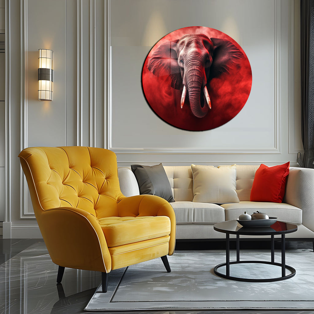 Temperli Cam Duvar Tablo Kızıl Fil 0x70 cm