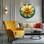 Temperli Cam Duvar Tablo Nilüfer Çiçeği   70x70 cm Vitray Desenl