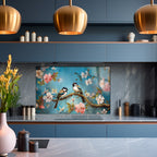 Renkli Ocak Arkası Temperli Cam Panel – Modern Mutfak Backsplash Dekoru