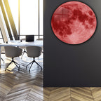 Temperli Cam Duvar Tablo Kanlı Ay 70x70 cm