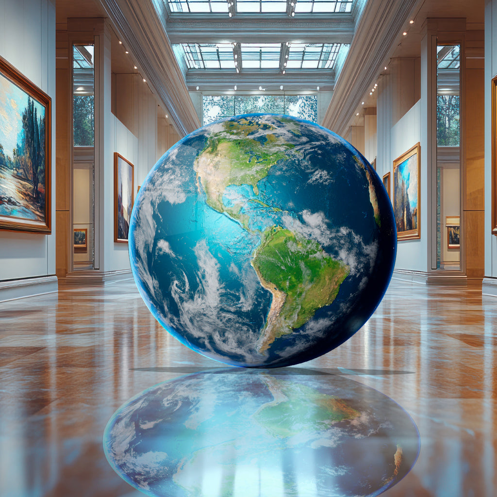 Temperli Cam Duvar Tablo  Dünya 70x70 cm