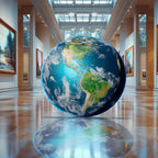 Temperli Cam Duvar Tablo  Dünya 70x70 cm