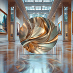 Temperli Cam Duvar Tablo Bronz Soyut  70x70 cm