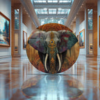 Temperli Cam Duvar Tablo Fil 70x70 cm Hint Sanatı