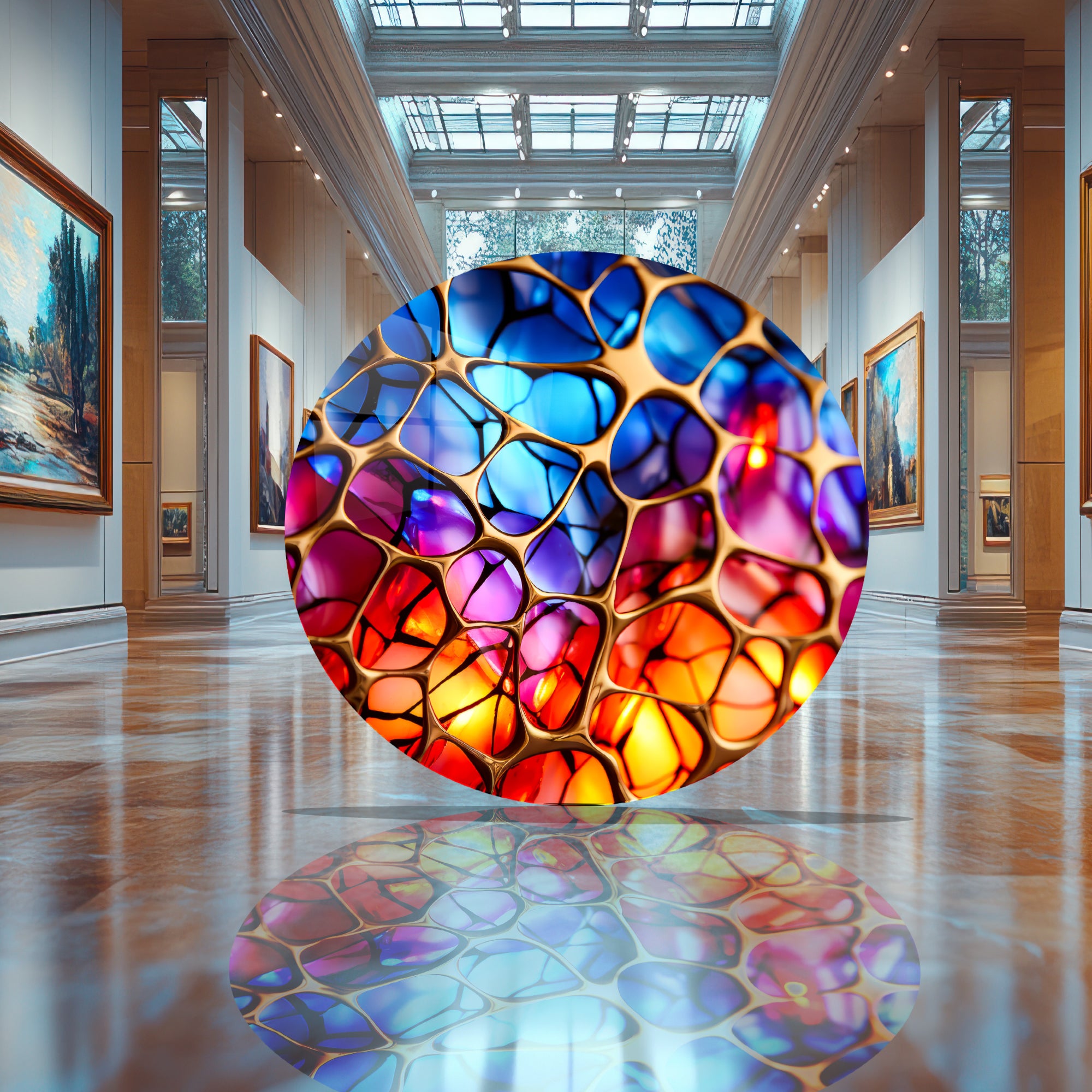 Temperli Cam Duvar Tablo Soyut  70x70 cm Vitay Desen