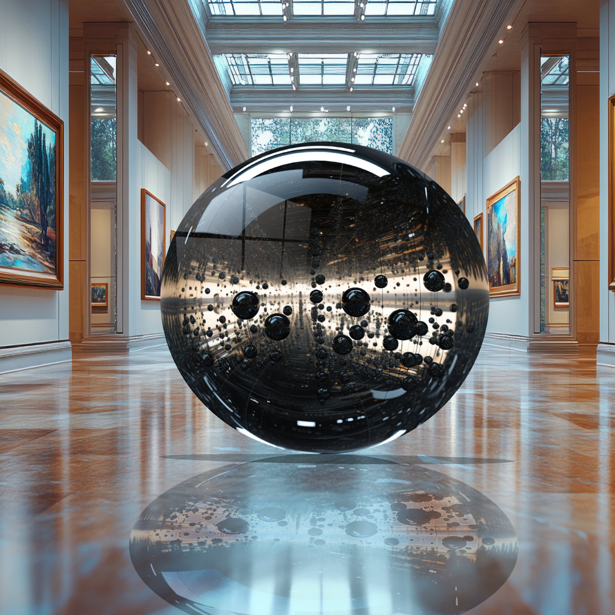 Temperli Cam Duvar Tablo Soyut  70x70 cm  Cam Küre