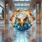 Temperli Cam Duvar Tablo Kartal  70x70 cm Vitray Desen