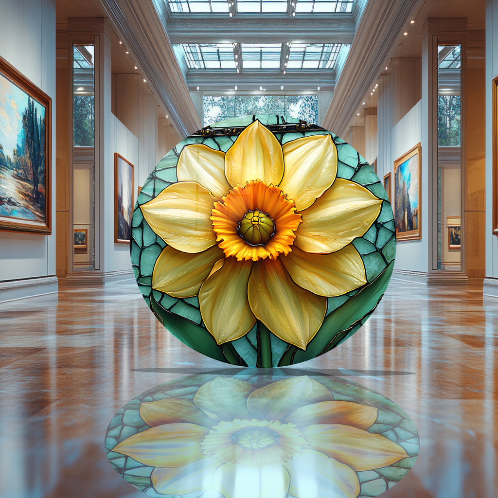 Temperli Cam Duvar Tablo Nilüfer Çiçeği   70x70 cm Vitray Desenl