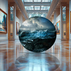 Temperli Cam Duvar Tablo Okyanus Dalgaları  70x70 cm