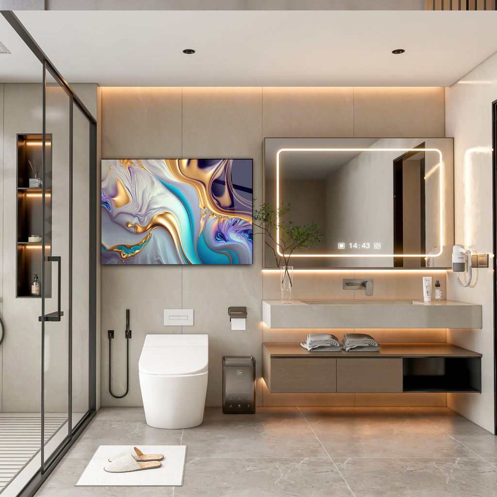 Renkli Ocak Arkası Temperli Cam Panel – Modern Mutfak Backsplash Dekoru