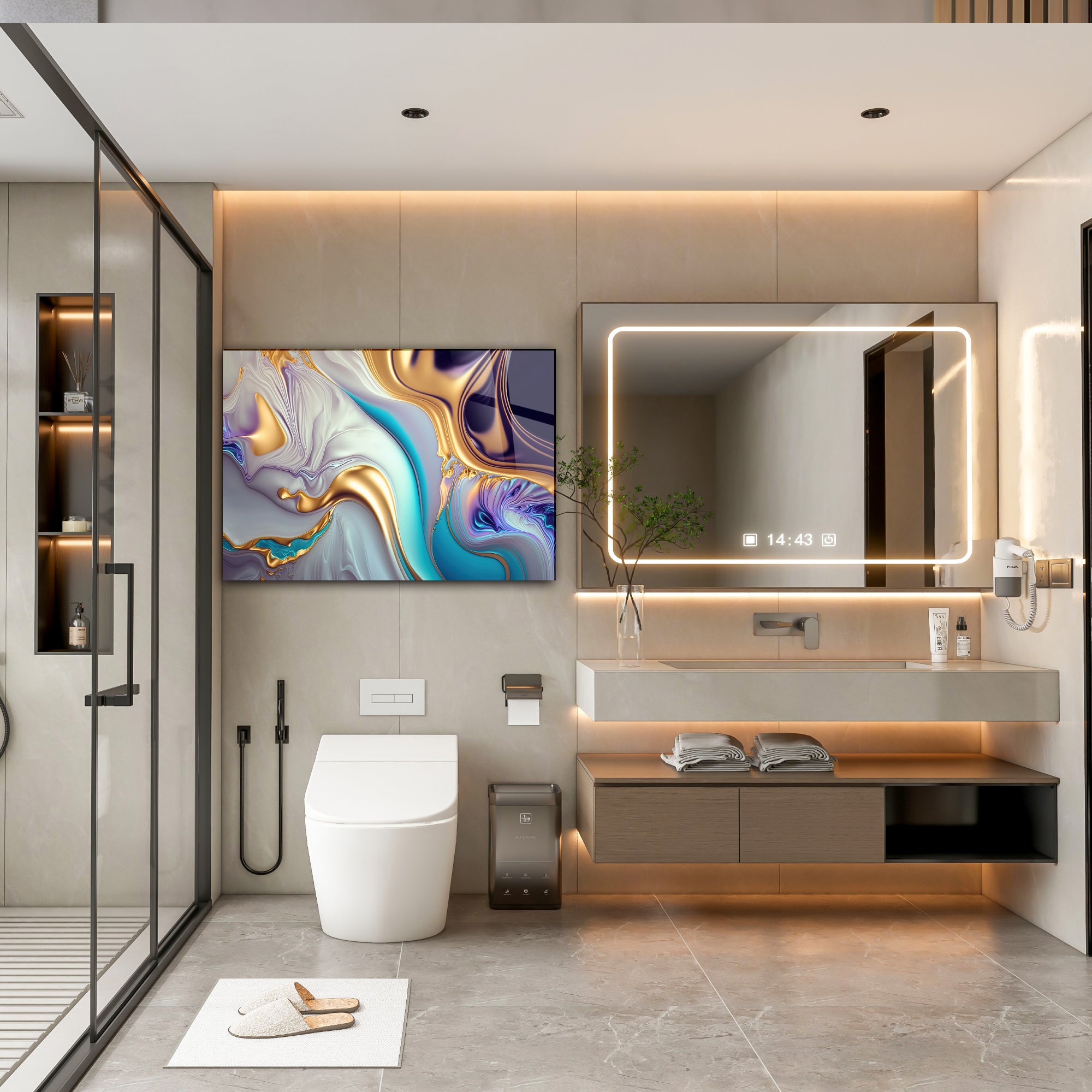 Renkli Ocak Arkası Temperli Cam Panel – Modern Mutfak Backsplash Dekoru