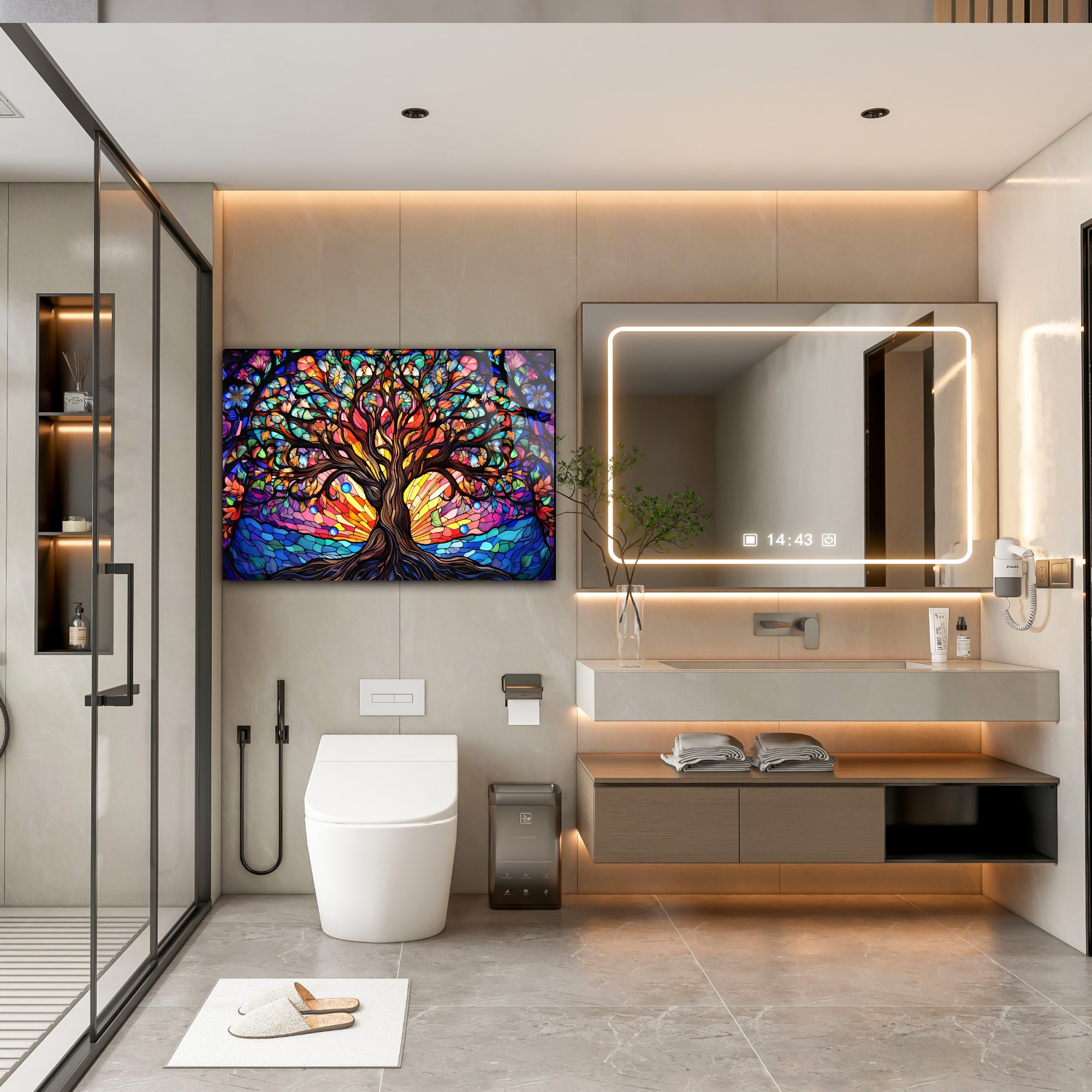 Renkli Ocak Arkası Temperli Cam Panel – Modern Mutfak Backsplash Dekoru