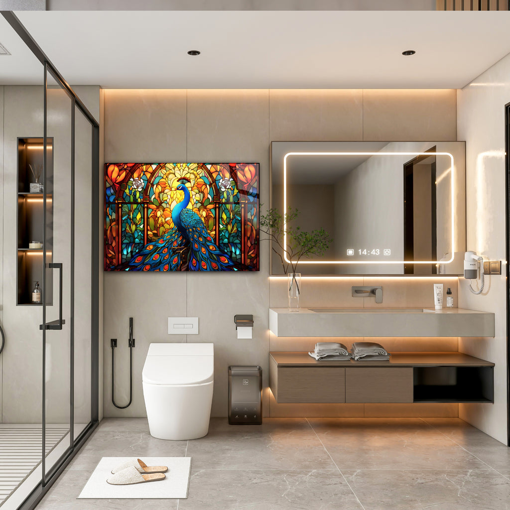 Renkli Ocak Arkası Temperli Cam Panel – Modern Mutfak Backsplash Dekoru