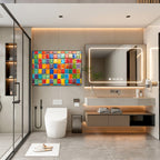 Renkli Ocak Arkası Temperli Cam Panel – Modern Mutfak Backsplash Dekoru