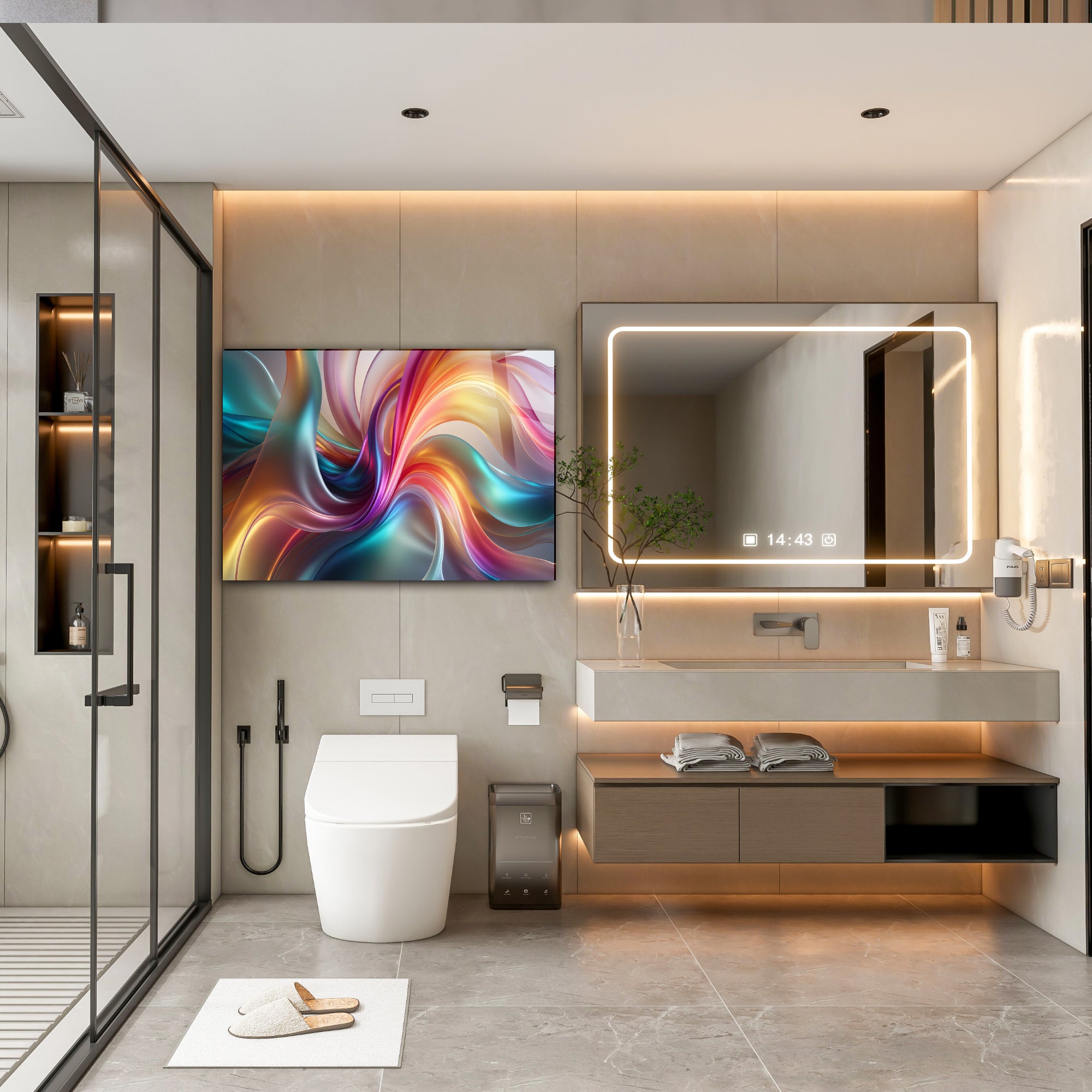 Renkli Ocak Arkası Temperli Cam Panel – Modern Mutfak Backsplash Dekoru