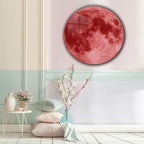 Temperli Cam Duvar Tablo Kanlı Ay 70x70 cm