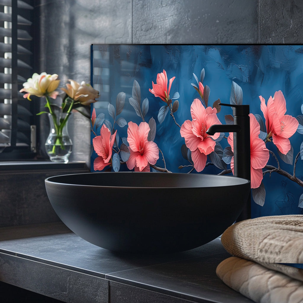 Renkli Ocak Arkası Temperli Cam Panel – Modern Mutfak Backsplash Dekoru