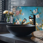 Renkli Ocak Arkası Temperli Cam Panel – Modern Mutfak Backsplash Dekoru