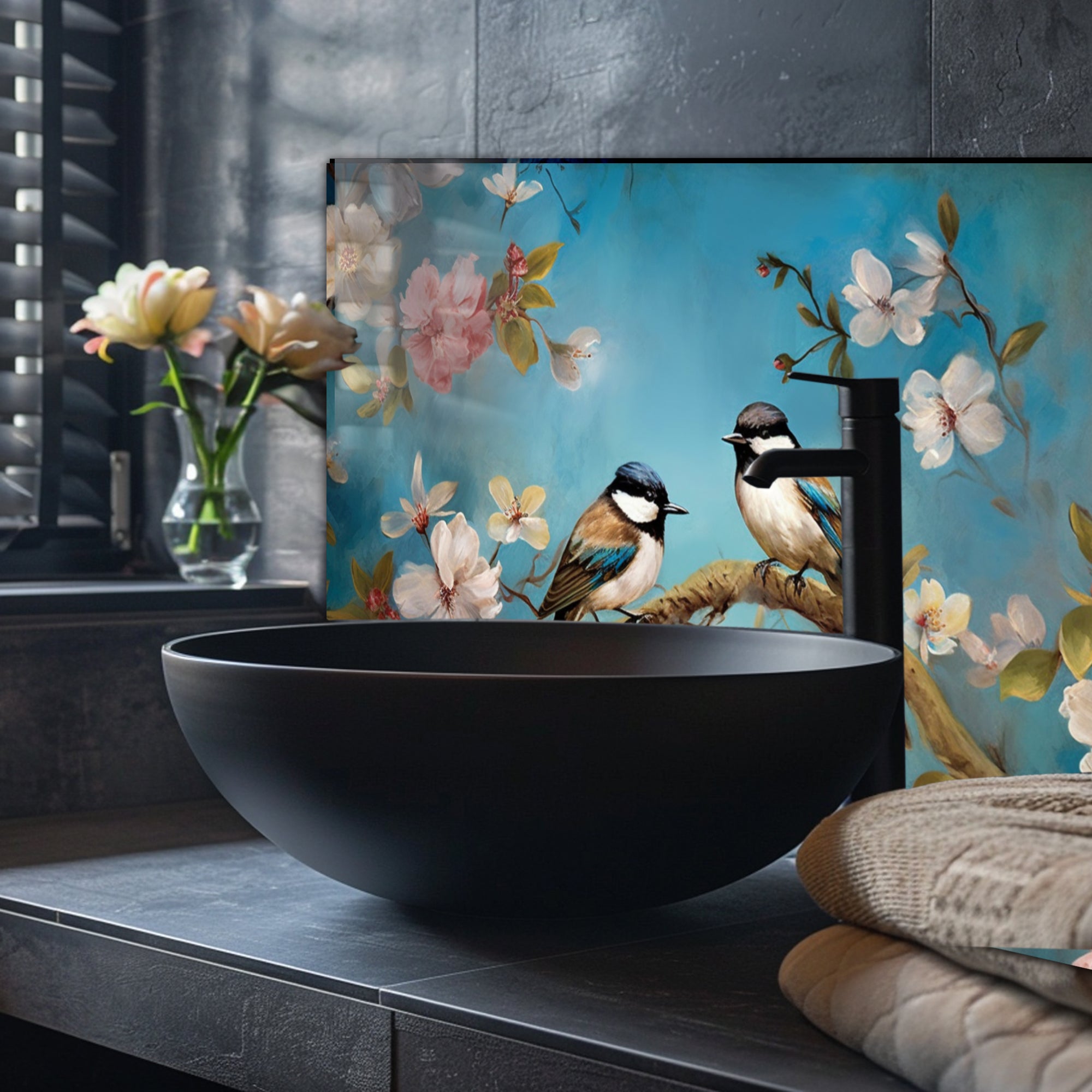 Renkli Ocak Arkası Temperli Cam Panel – Modern Mutfak Backsplash Dekoru