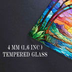 Günbatı Temalı Vitray Görünümlü Temperli Cam Tablo – Renkli Doğa Duvar Dekoru