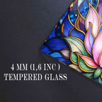 Nilüfer Çiçeği  Temalı Vitray Görünümlü Temperli Cam Tablo – Renkli Doğa Duvar Dekoru