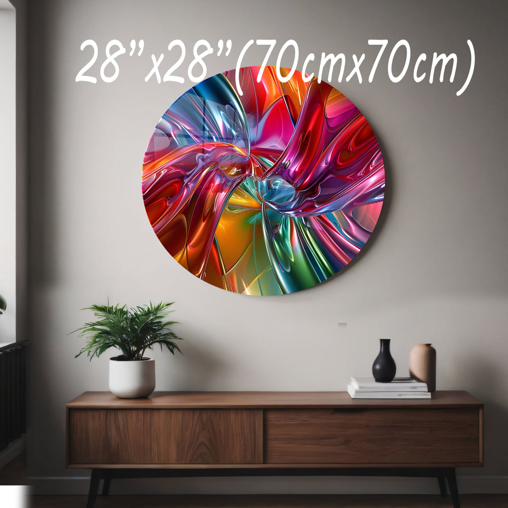 Temperli Cam Duvar Tablo Soyut  70x70 cm