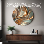 Temperli Cam Duvar Tablo Bronz Soyut  70x70 cm