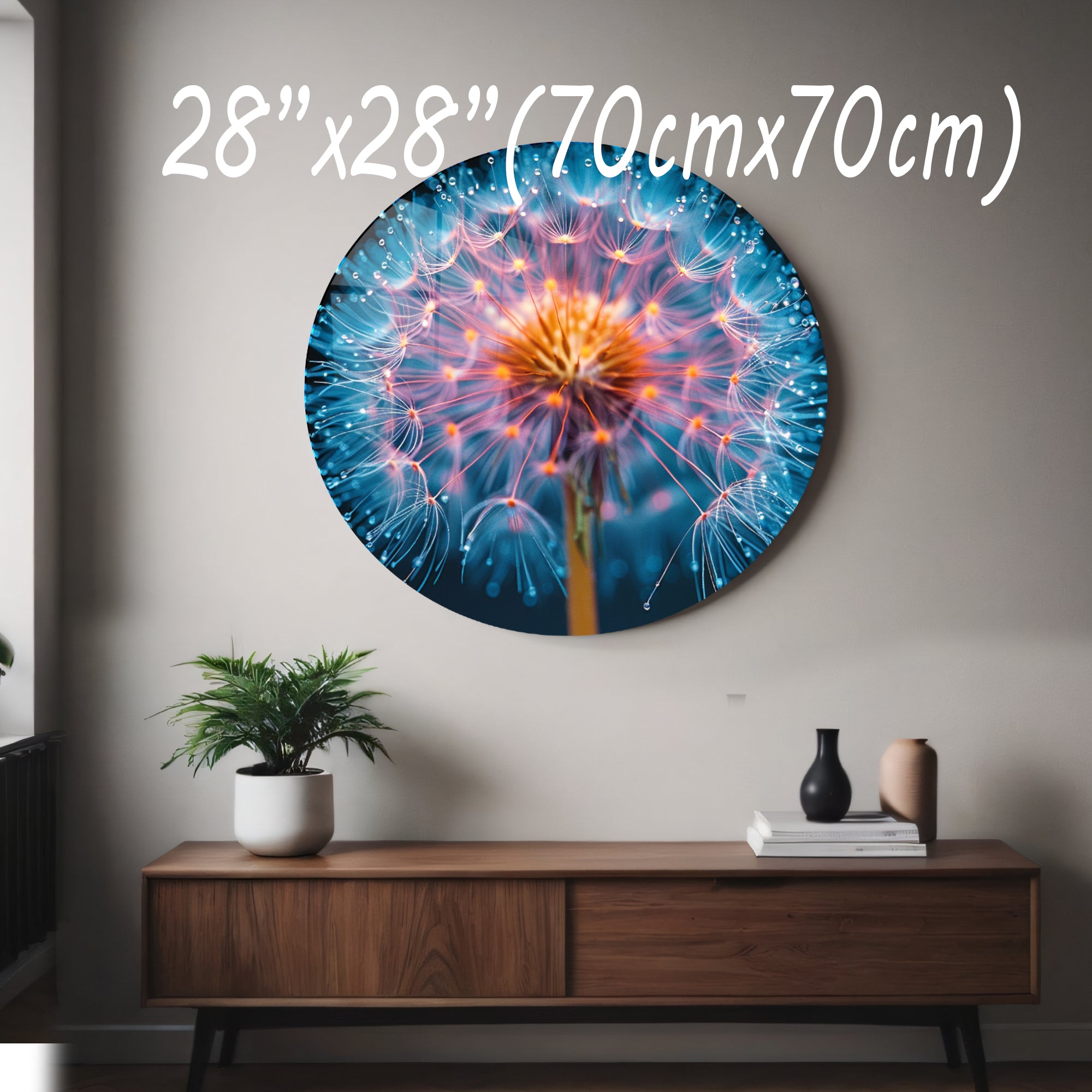 Temperli Cam Duvar Tablo Hindibağ  70x70 cm