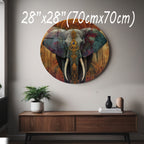 Temperli Cam Duvar Tablo Fil 70x70 cm Hint Sanatı