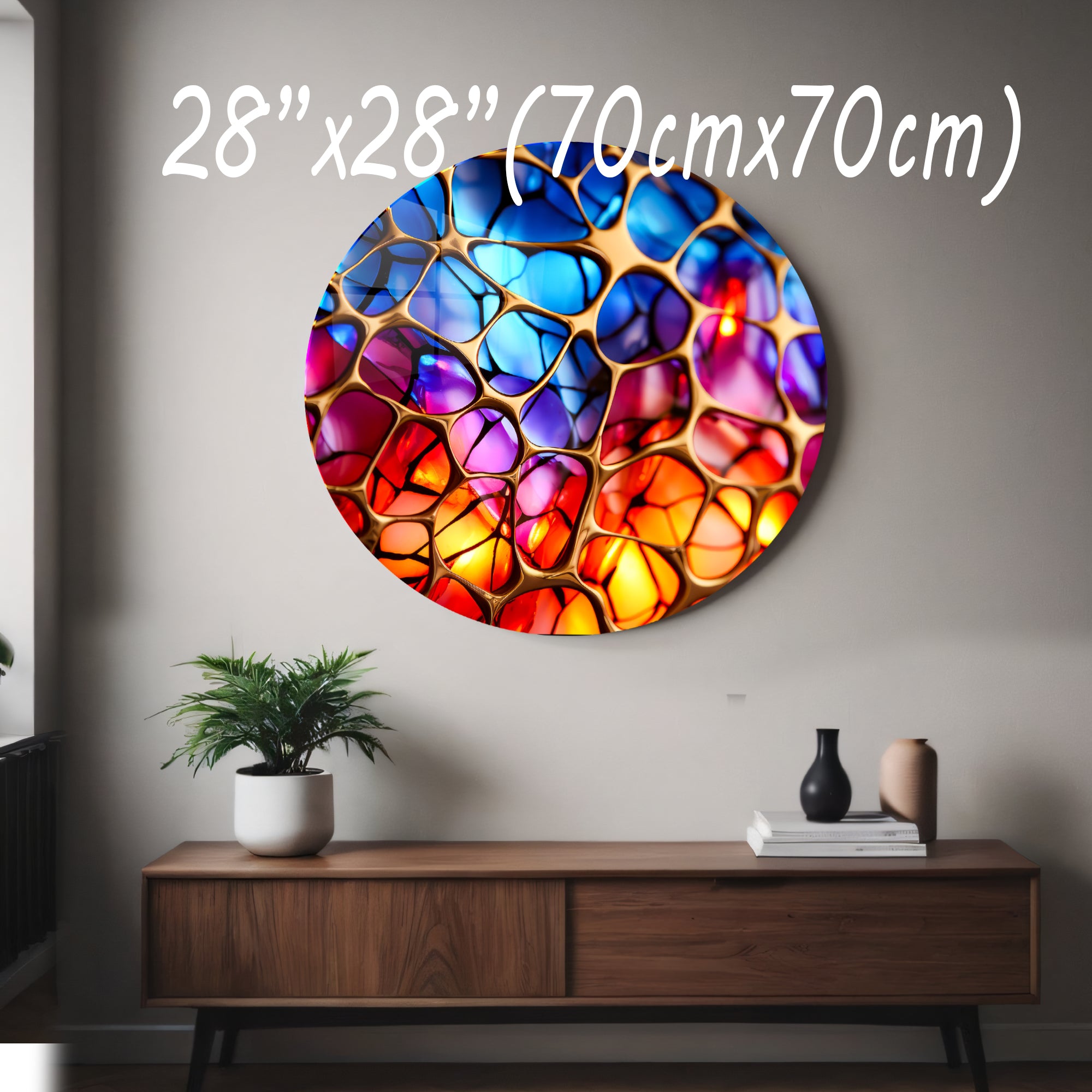 Temperli Cam Duvar Tablo Soyut  70x70 cm Vitay Desen