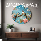 Temperli Cam Duvar Tablo Renkli Kuşlar 70x70 cm