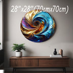 Temperli Cam Duvar Tablo Renkli Helezon  70x70 cm Soyut