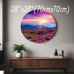 Temperli Cam Duvar Tablo Renkli Dağlar 70x70 cm Manzara