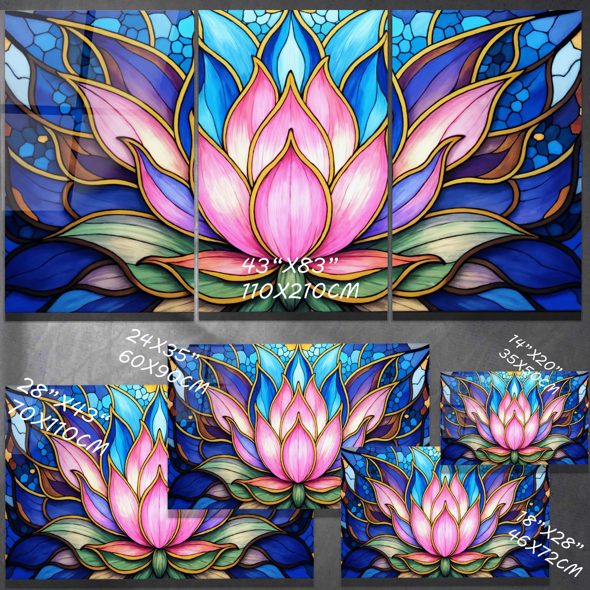 Nilüfer Çiçeği  Temalı Vitray Görünümlü Temperli Cam Tablo – Renkli Doğa Duvar Dekoru