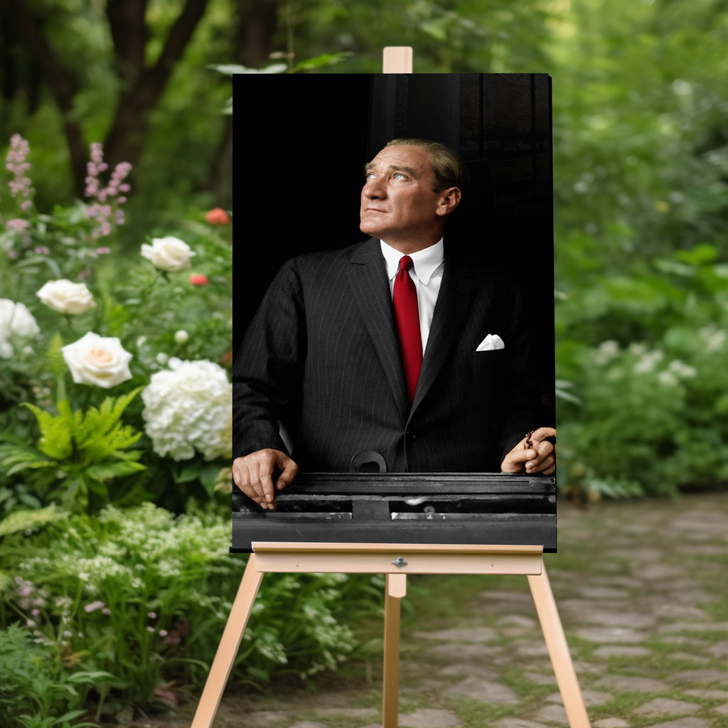 Atatürk Temalı Temperli Cam Duvar Tablosu – Premium UV Baskı, Modern & Şık Dekor