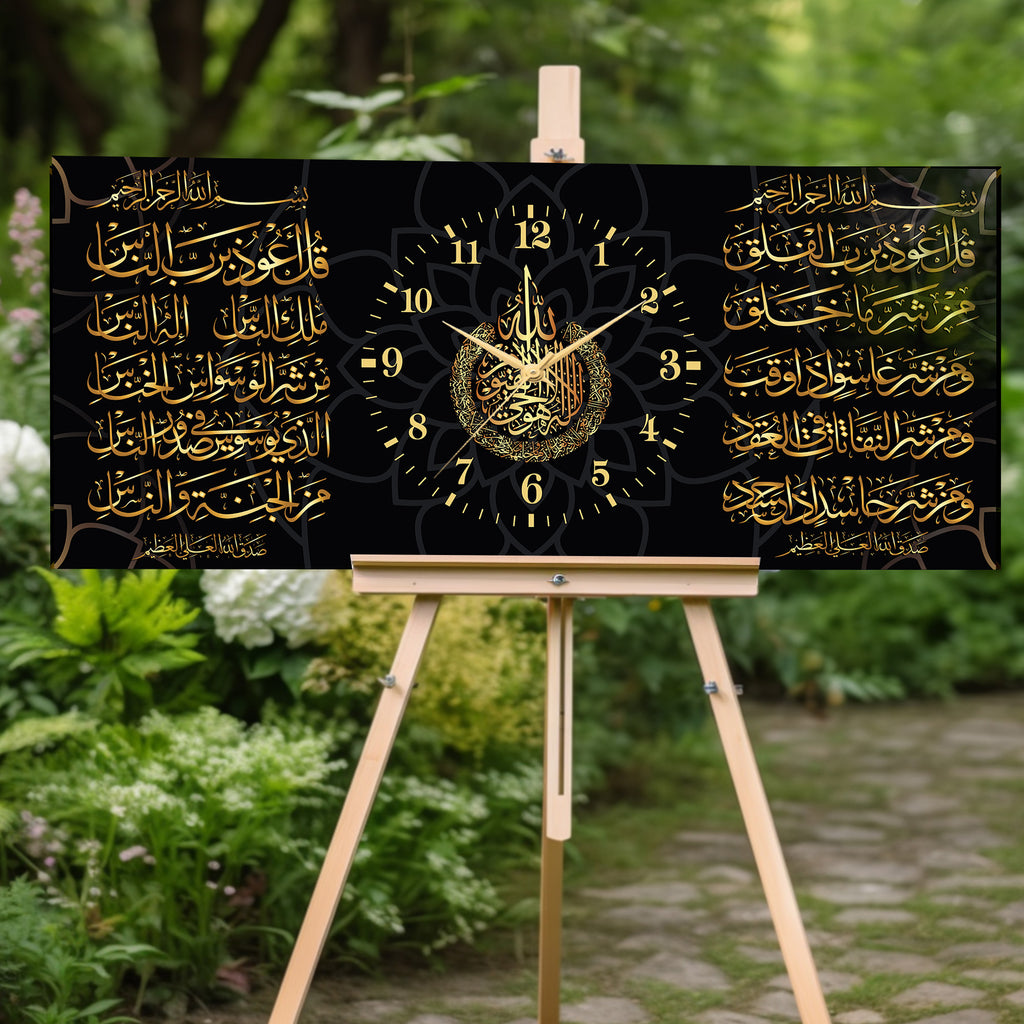 World Map Themed Tempered Glass Wall Clock – Modern Design with Gold Details, Large Wall Decor