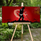 Kırmızı Türk Bayraklı Saatli Temperli Cam Saat –Atatürk Portresi  Tasarım, Premium UV Baskı Duvar Saati